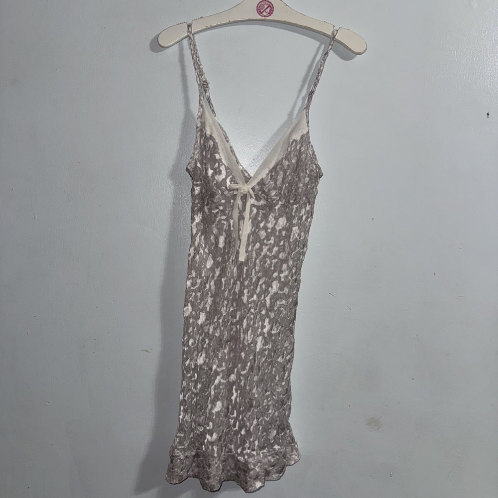 2010 Victorias Secret SILK RAYON Leopard Y2K Coquette Lingerie Medium Slip Dress